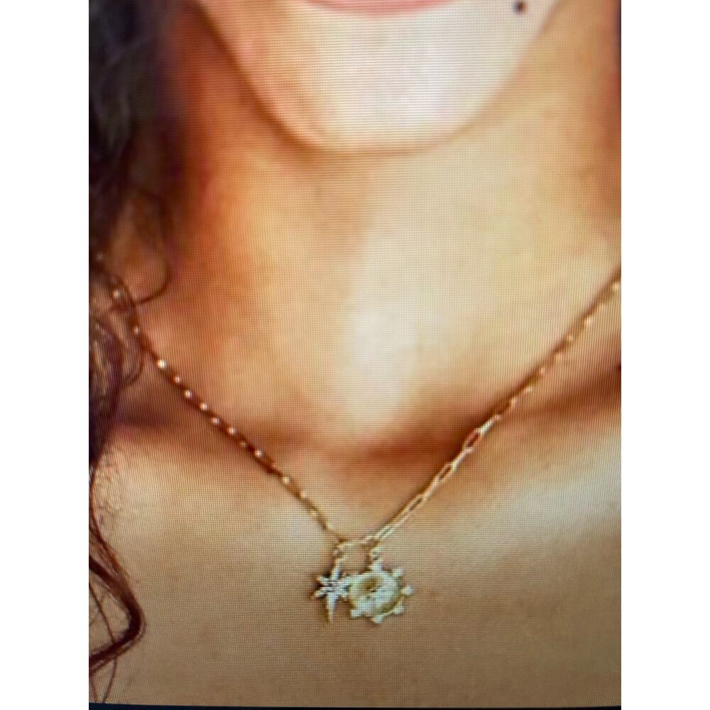 NEW Jennifer Miller Starburst charm necklace 14K gold plated paper clip chain
